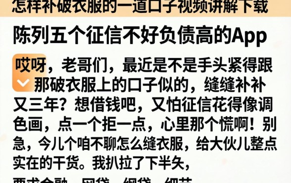 怎样补破衣服的一道口子视频讲解下载，陈列五个征信不好负债高的app