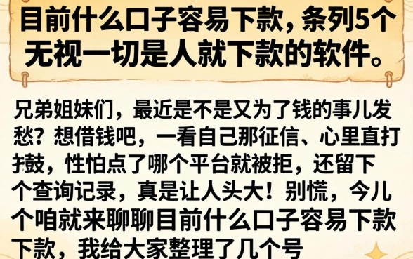 目前什么口子容易下款,条列5个无视一切是人就下款的软件
