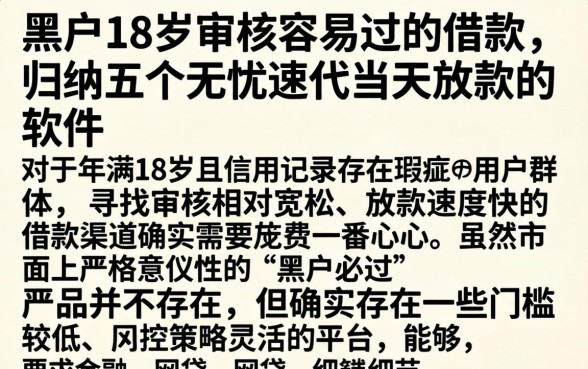 黑户18岁审核容易过的借款,归纳五个无忧速借当天放款的软件