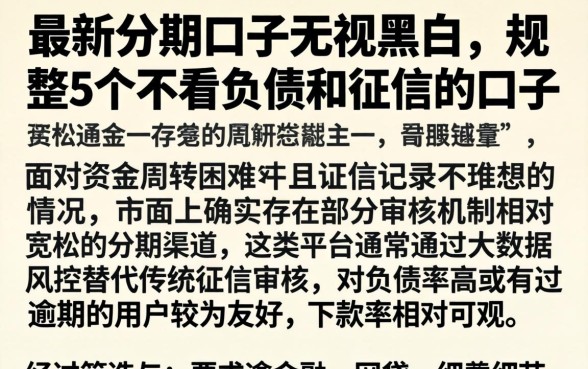 最新分期口子无视黑白，规整5个不看负债和征信的口子