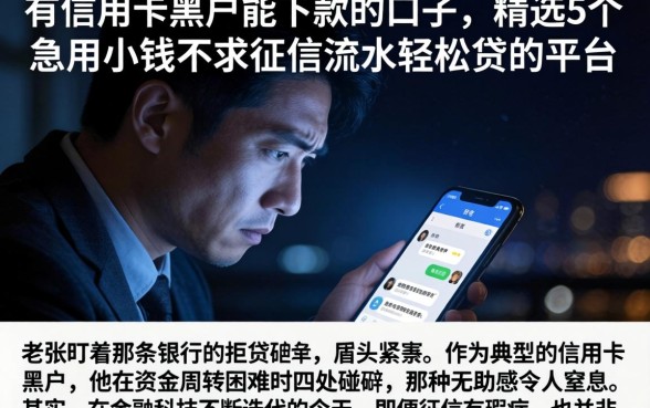 有信用卡黑户能下款的口子，精选5个急用小钱不求征信流水轻松贷的平台