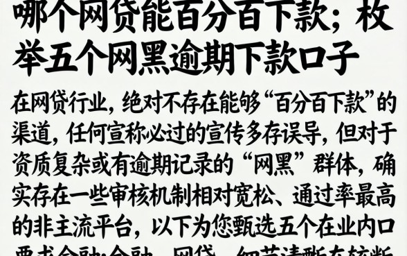 哪个网贷能百分百下款,枚举五个网黑逾期下款口子