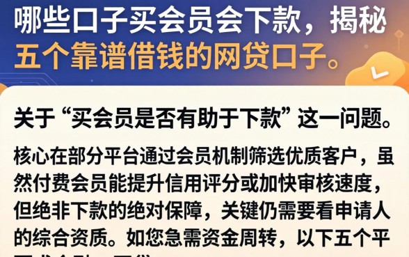 哪些口子买会员会下款，揭秘五个靠谱借钱的网贷口子