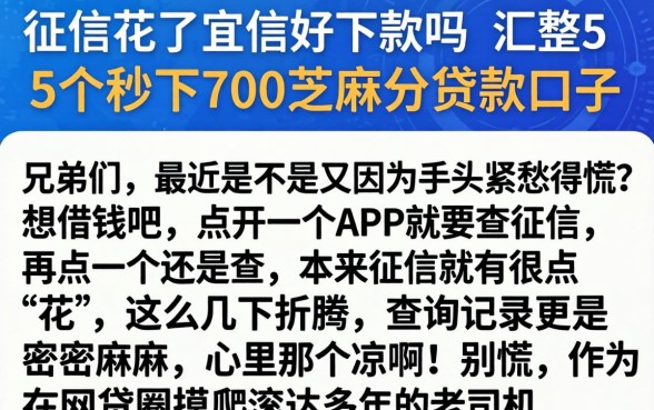 征信花了宜信好下款吗，汇整5个秒下700芝麻分贷款口子