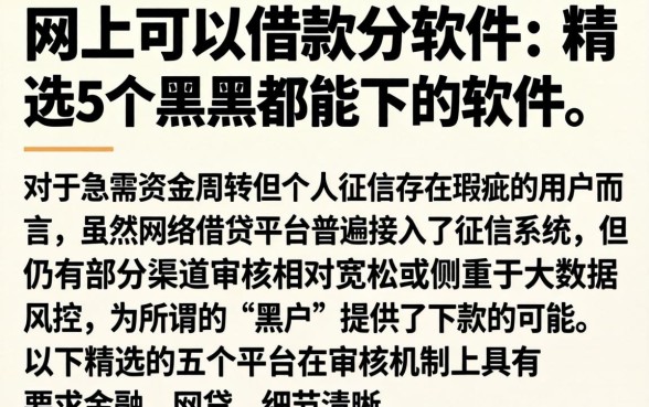 网上可以借款的软件,精选5个黑户都能下的软件