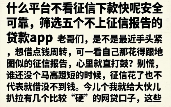 什么平台不看征信下款快呢安全可靠，筛选五个不上征信报告的贷款app