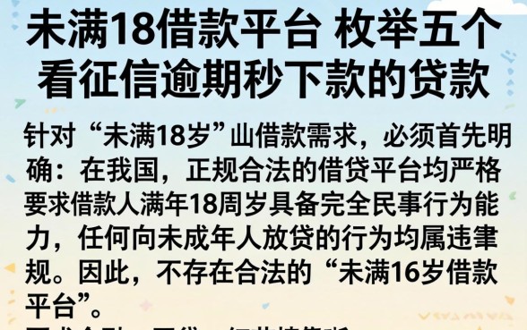 未满18的借款平台，枚举五个不看征信逾期秒下款的贷款