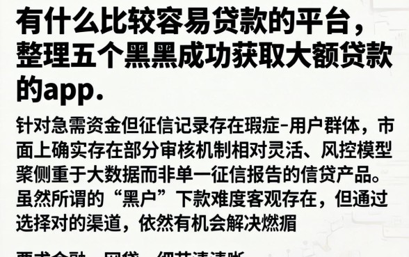 有什么比较容易贷款的平台，整理五个黑户成功获取大额贷款的app