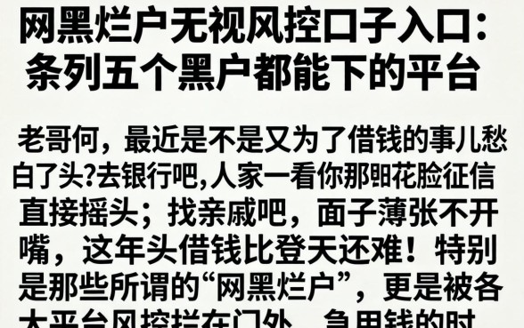 网黑烂户无视风控口子入口,条列五个黑户都能下的平台