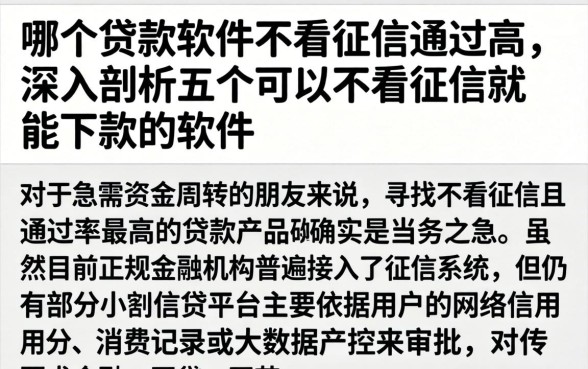 哪个贷款软件不看征信通过高,深入剖析五个可以不看征信就能下款的软件
