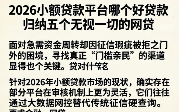 2026小额贷款平台哪个好贷款，归纳五个无视一切的网贷