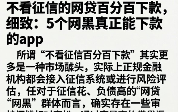 不看征信的网贷百分百下款，细致阐述5个网黑真正能下款的app