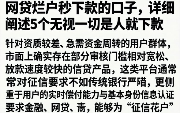 网贷烂户秒下款的口子，详细阐述5个无视一切是人就下款