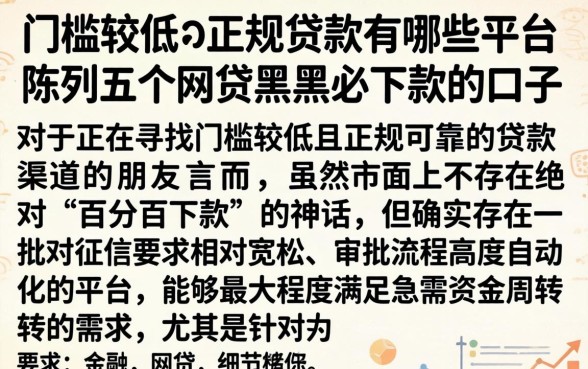 门槛较低的正规贷款有哪些平台，陈列五个网贷黑户必下款的口子