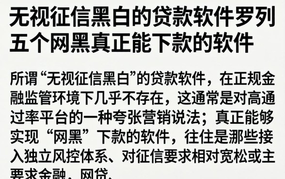 无视征信黑白的贷款软件，罗列五个网黑真正能下款的软件