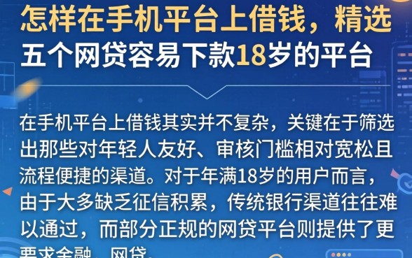 怎样在手机平台上借钱，精选五个网贷容易下款18岁的平台