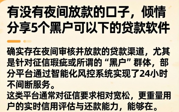 有没有夜间放款的口子，倾情分享5个黑户可以下的贷款软件