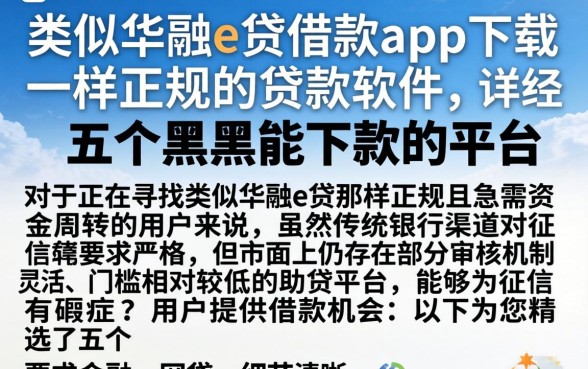 类似华融e贷借款app下载一样正规的贷款软件,详尽说明五个黑户能下款的平台