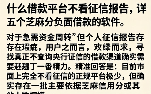 什么借款平台不看征信报告,详细阐述五个芝麻分负面借款的软件