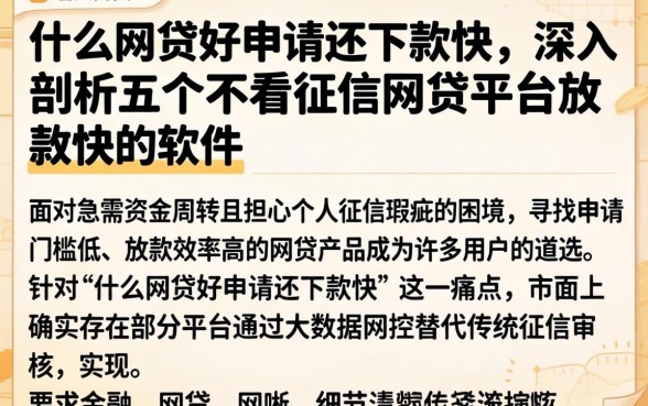 什么网贷好申请还下款快,深入剖析五个不看征信网贷平台放款快的软件