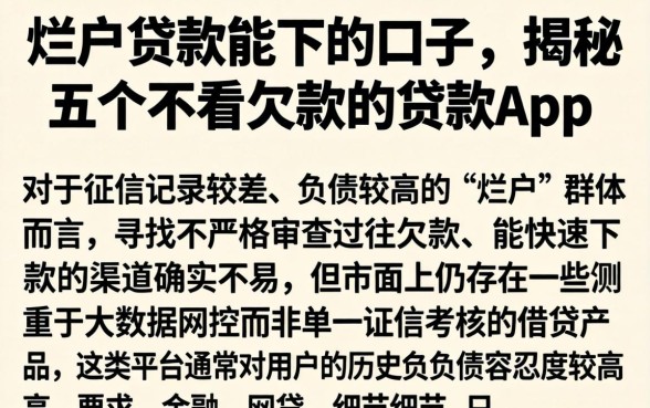 烂户贷款能下的口子，揭秘五个不看欠款的贷款app