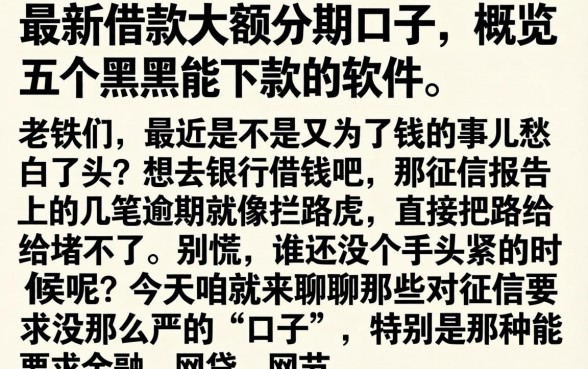 最新借款大额分期口子，概览五个黑户能下款的软件