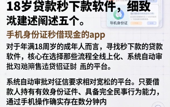 18岁贷款秒下款的软件,细致阐述五个手机身份证秒借现金的app
