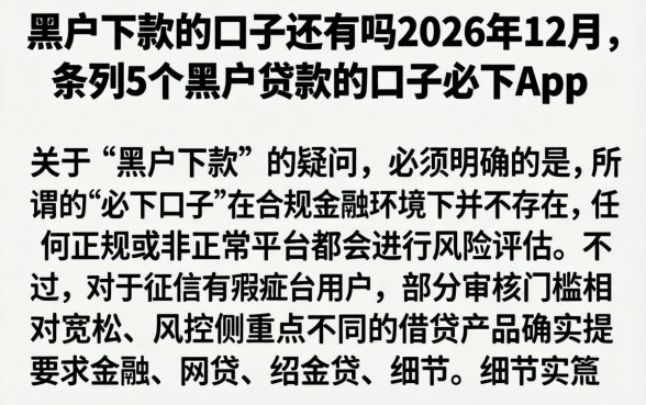 黑户下款的口子还有吗2026年12月，条列5个黑户贷款的口子必下app