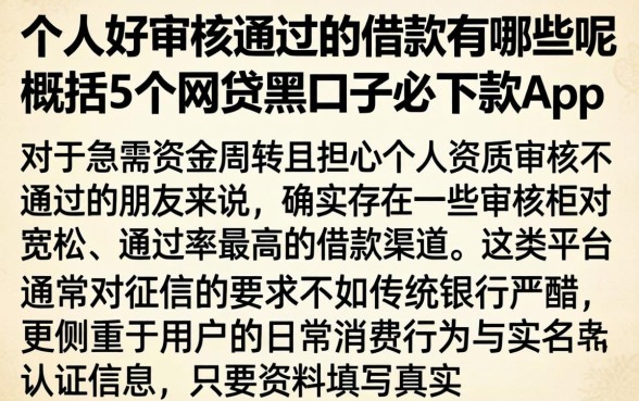 个人好审核通过的借款有哪些呢，概括5个网贷黑口子必下款app