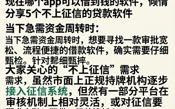 现在哪个app可以借到钱的软件，倾情分享5个不上征信的贷款软件