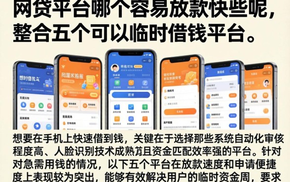 网贷平台哪个容易放款快些呢,整合五个手机可以临时借钱的平台