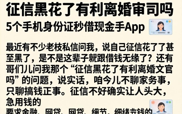 征信黑花了有利离婚官司吗,概括5个手机身份证秒借现金的app