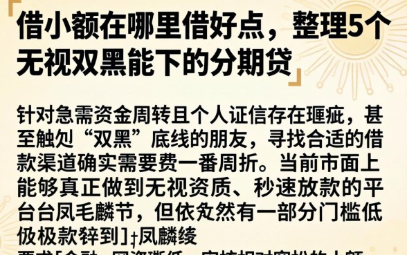 借小额在哪里借好点，整理5个无视双黑能下的分期贷