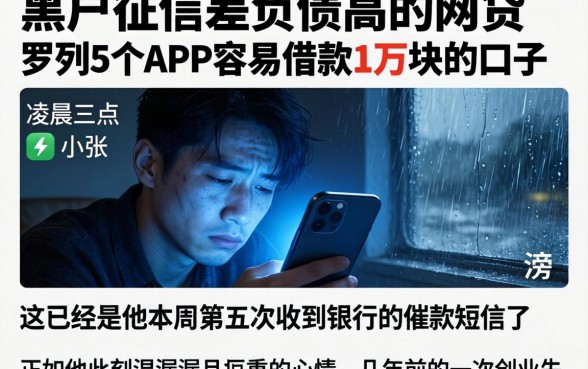 黑户征信差负债高的网贷,罗列5个APP容易借款1万块的口子