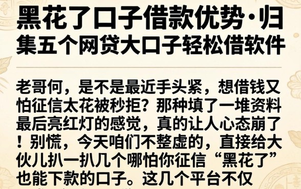 黑花了口子借款优势，归集五个网贷大口子轻松借软件