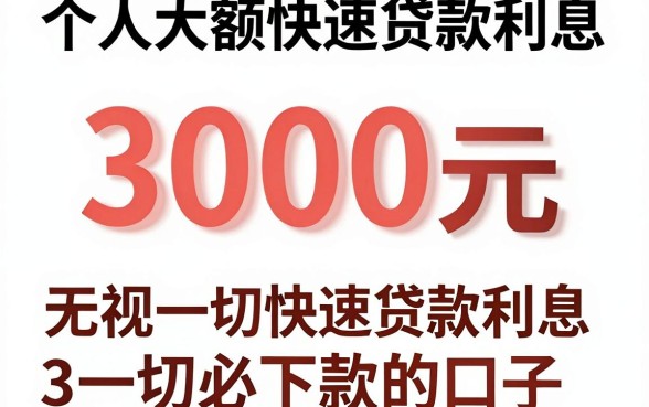 个人大额快速贷款利息,陈列五个3000元无视一切必下款的口子