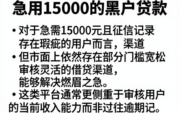 急用15000的黑户贷款,梳理5个值得信赖的借钱平台