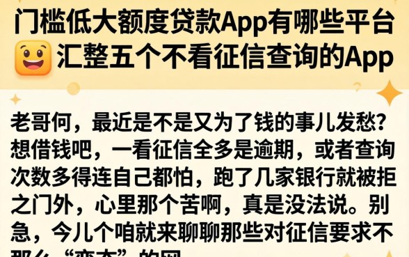 门槛低大额度贷款app有哪些平台，汇整五个不看征信查询的app