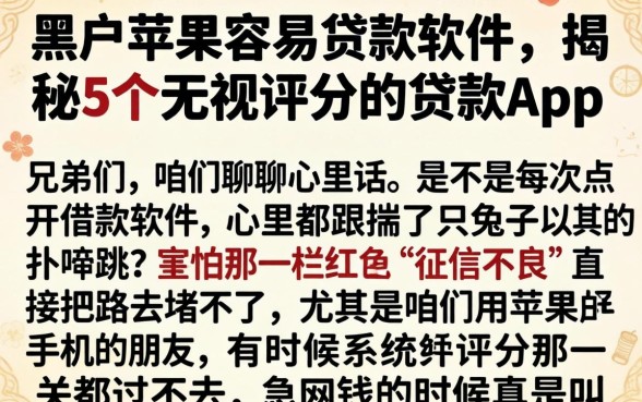 黑户苹果容易贷款软件，揭秘5个无视评分的贷款app
