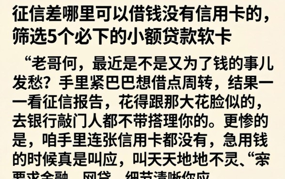 征信差哪里可以借钱没有信用卡的，筛选5个必下的小额贷款软件