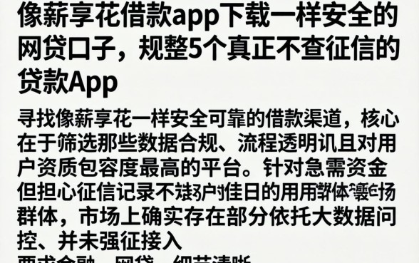 像薪享花借款app下载一样安全的网贷口子,规整5个真正不查征信的贷款app