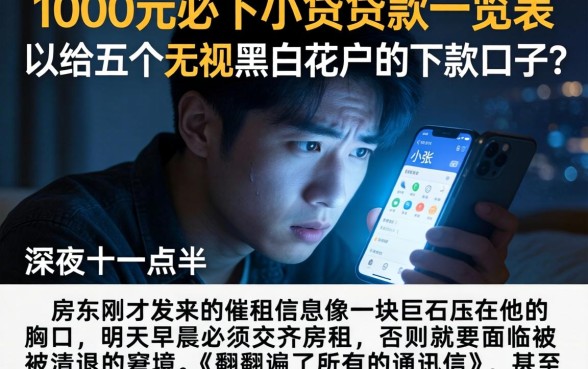 1000元必下小贷贷款一览表，归纳五个无视黑白花户的下款口子