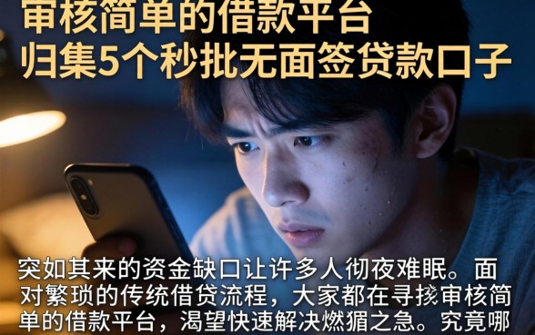 审核简单的借款平台，归集5个秒批无面签贷款口子