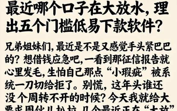 最近哪个口子在大放水，理出五个门槛低易下款软件