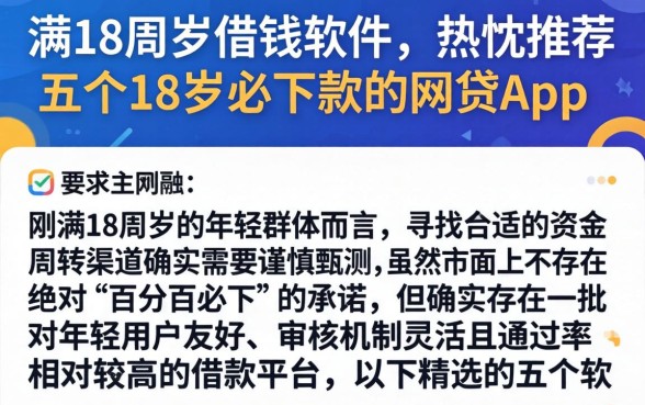 满18周岁借钱软件，热忱推荐五个18岁必下款的网贷app