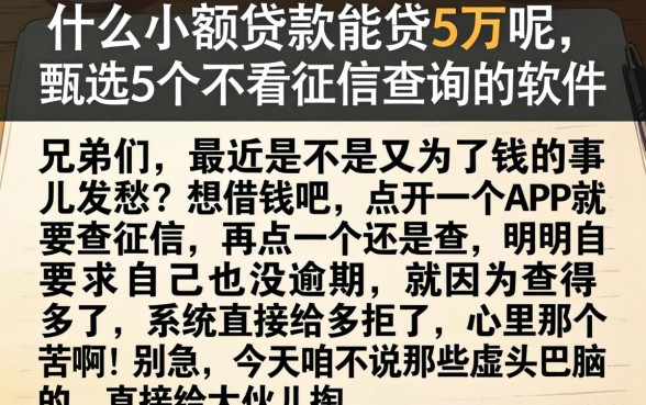 什么小额贷款能贷5万呢，甄选5个不看征信查询的软件