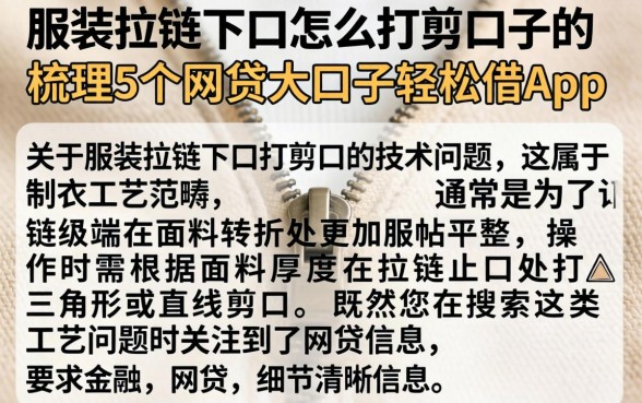 服装拉链下口怎么打剪口子的，梳理5个网贷大口子轻松借app