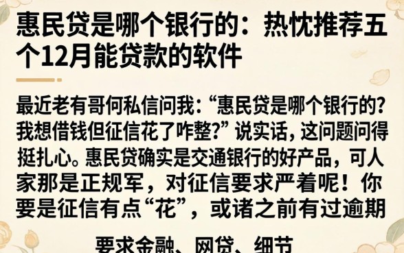 惠民贷是哪个银行的，热忱推荐五个12月能贷款的软件