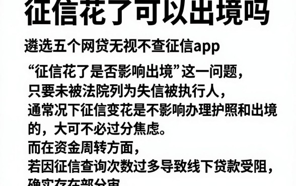 征信花了可以出境吗,遴选五个网贷无视不查征信app