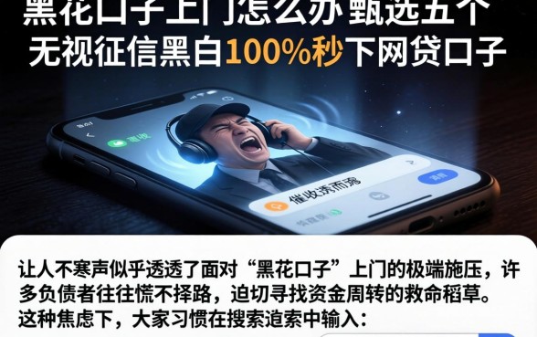 黑花口子上门怎么办，甄选五个无视征信黑白100%秒下网贷口子